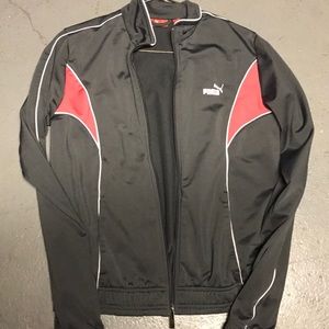 Gray and pink warm up athletic zip up jacket